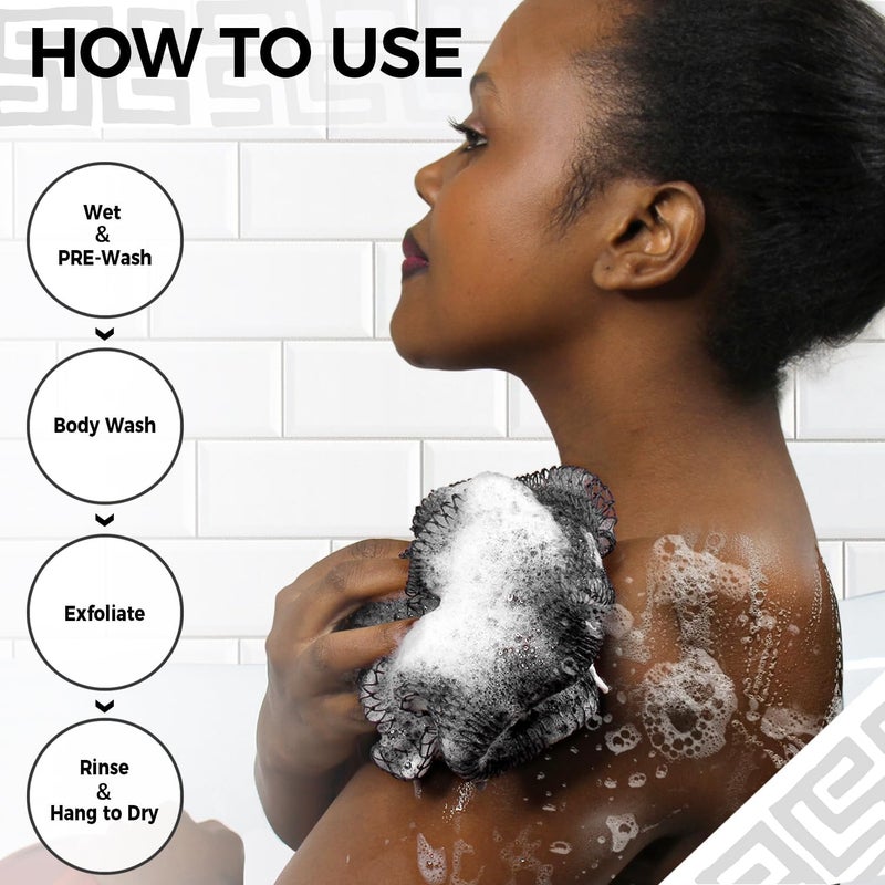 RelaxScene African Net Sponge Authentic - Exfoliating Back Scrub Bath Sponge with Knots - Afro Scrub Body Scrubber Exfoliator Washcloth - African Body Care Daily Use Shower Essentials - Image 4